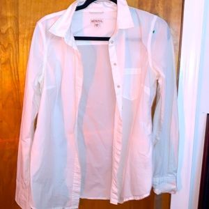 Button up white flannel in size M